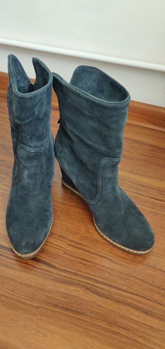 Cizme piele întoarsă albastre