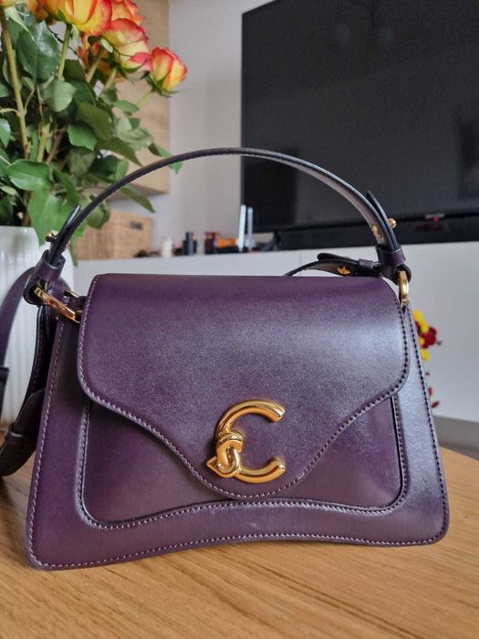 Geantă Coccinelle C-me piele neteda, culoare Pruna, mov inchis