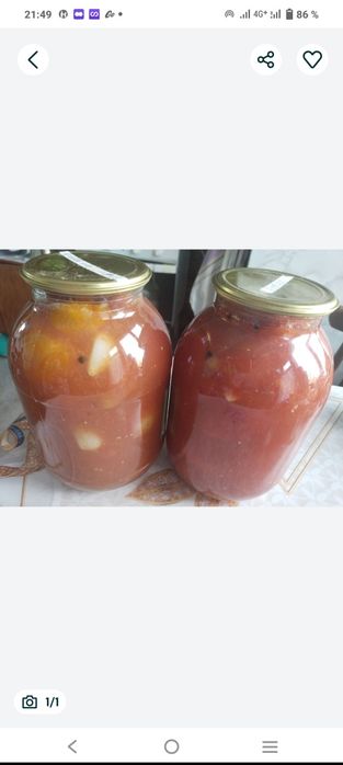 Помидоры в собственном соку 2 литра  3000 тг