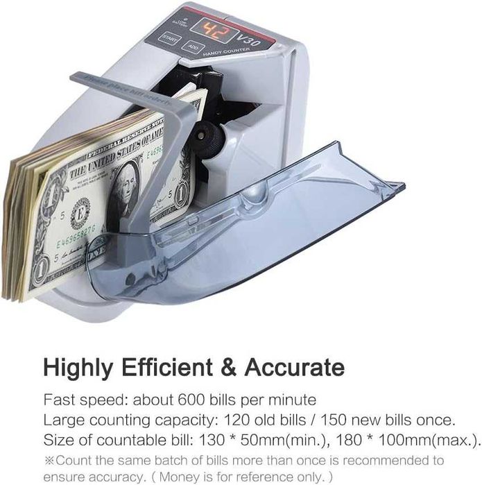 Машина за броене и разпознаване на банкноти FLYINGQIN V30 долари, евро