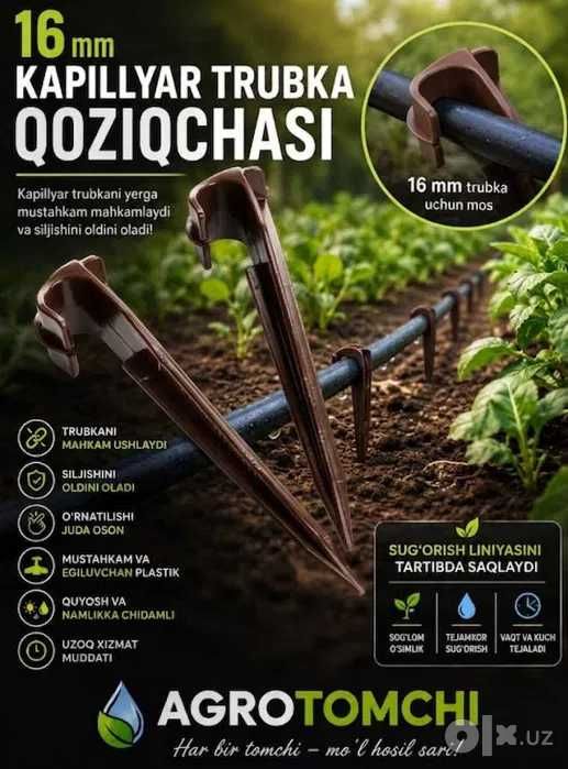 Kruchok trubka va trubka uchun qoziqchalar