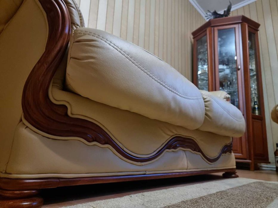 Комплект диван естествена кожа