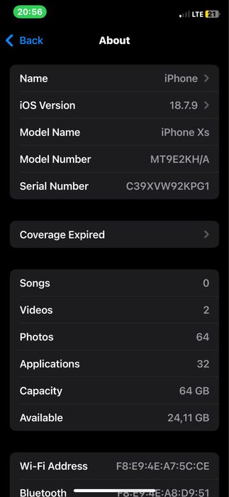 IPHONE XS 64GB black