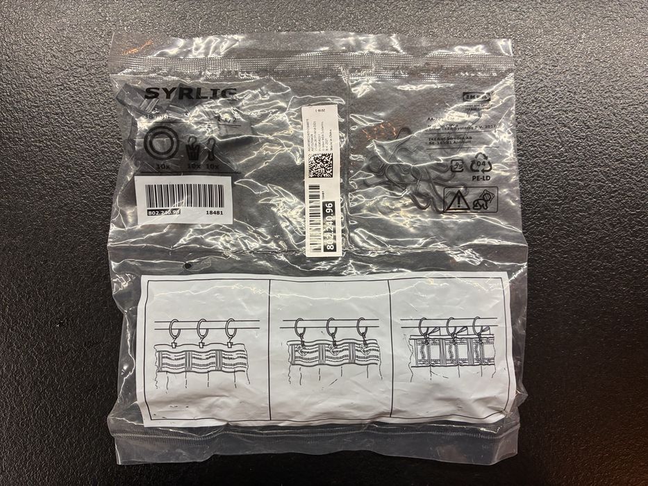 Syrlig Ikea халка за завеса с клипс и кука