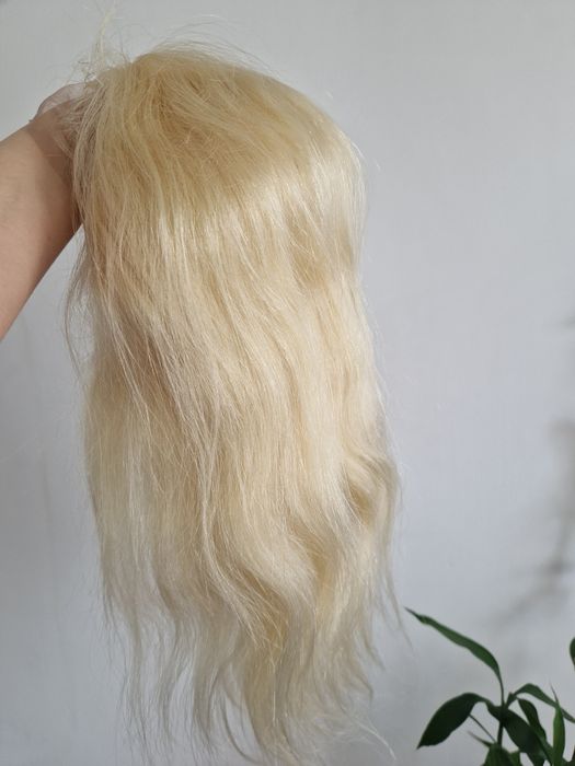 Peruca blonda 100% par uman natural  noua lace dantela bob lung