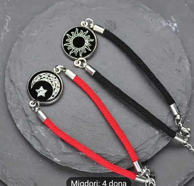 4 dona zamonaviy juftlik quyosh, oy va yulduz bilaguzuk to'plami