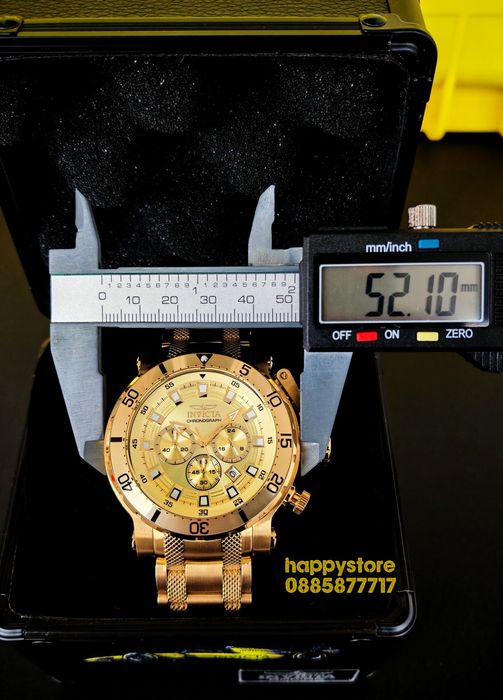 INVICTA Chronograph Full Metal Gold 52mm, Инвикта нов часовник