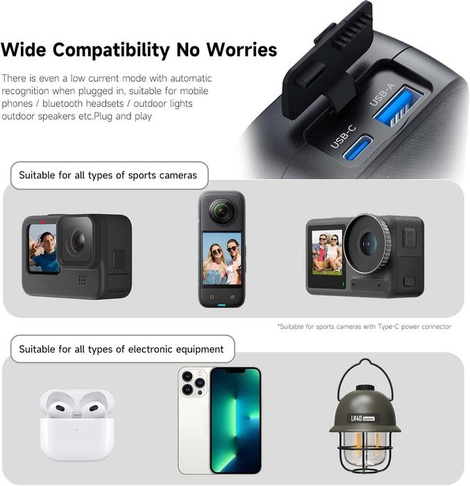 Power Bank Telesin 10000mAh pt GoPro Hero 13 - Incarcator Dual Slot