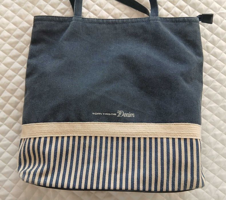 Дамска  тип Tote – Tom Tailor Denim (синя, на райета)