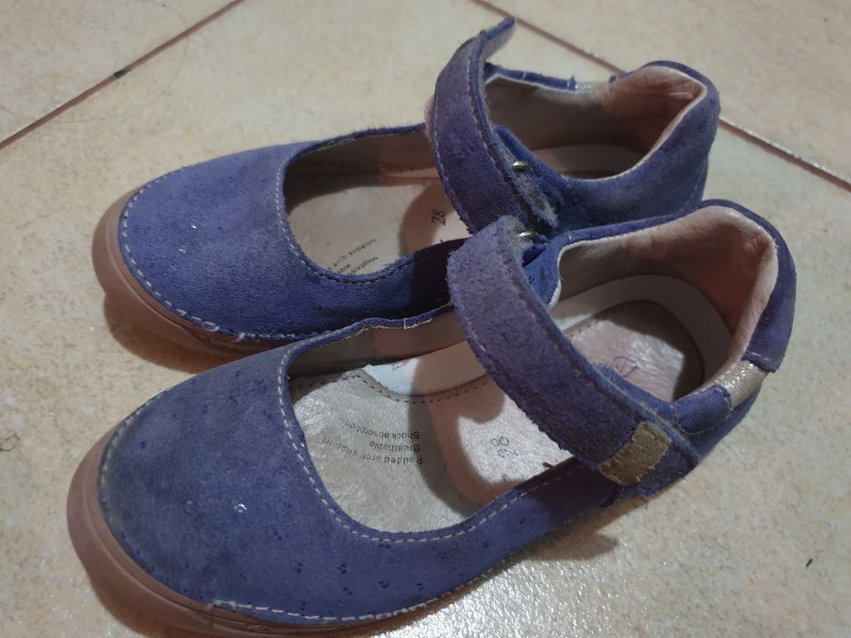 Pantofi decupati DDstep piele intoarsa mov - nr 28