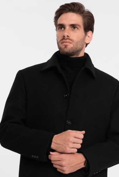 Palton slim 48 M premium Atelier Torino lana superioara moale negru