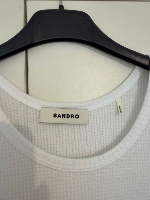 Sandro - бял памучен потник с лого размер С