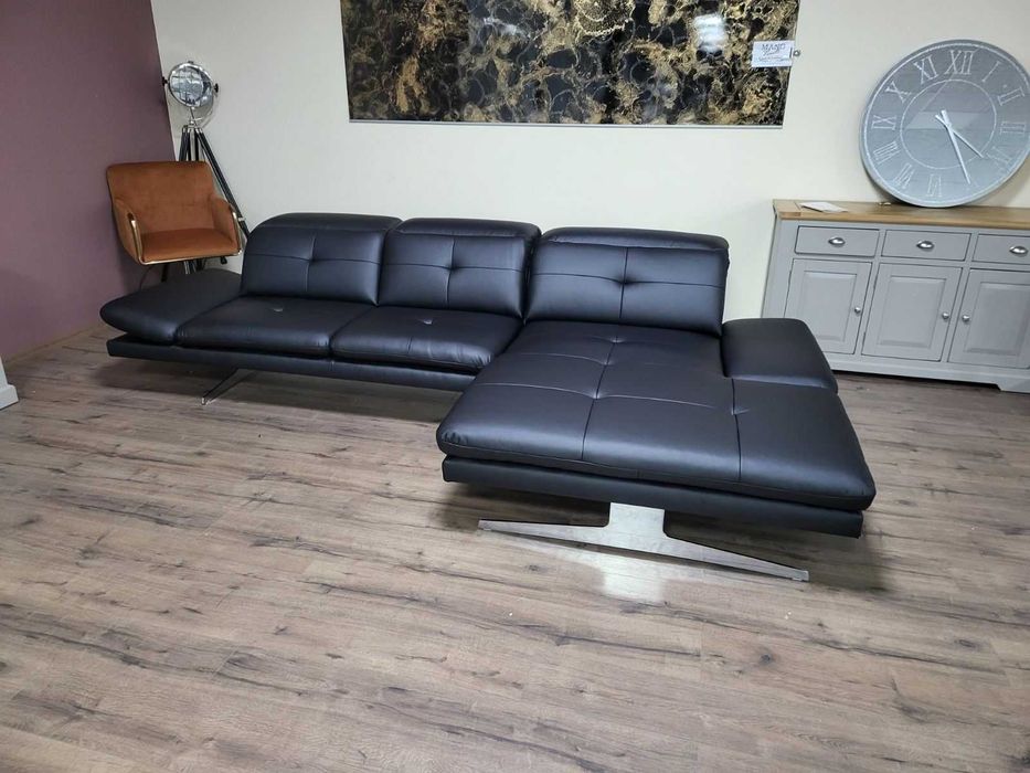 ПРОМОЦИЯ!!! Черен кожен ъглов диван "DANA"