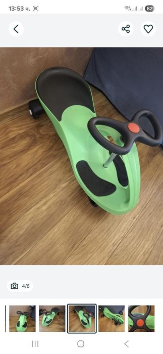 Триколка с кормило Bigjigs - Didicar, зелена