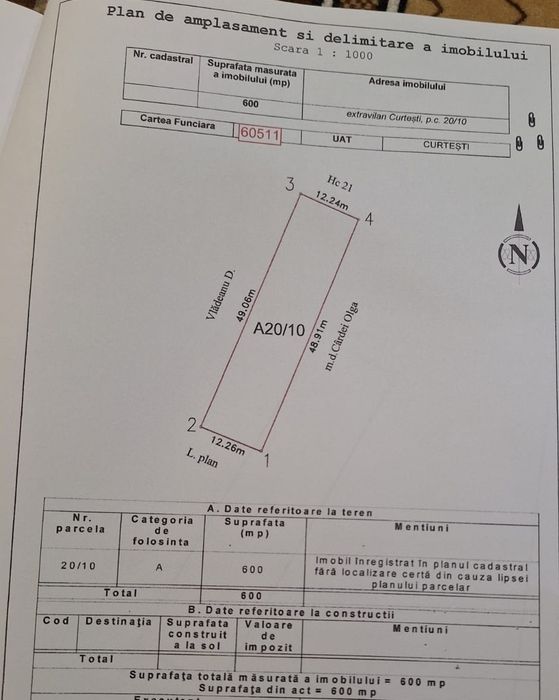 Vând teren extravilan în Agafton - 4200 mp