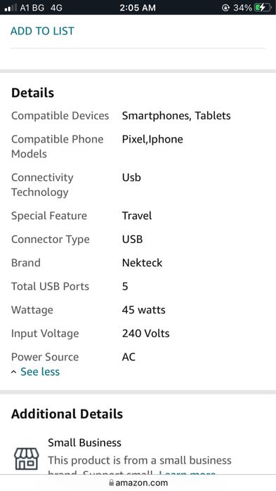 Nekteck 111W PD USB-C Charger PDS114-5UT01 USB Power Station
