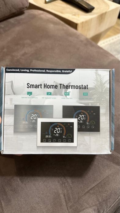 Termostat incalzire pardoseala WiFi Negru, LCD 4.8 inch, Touchscreen, Smart