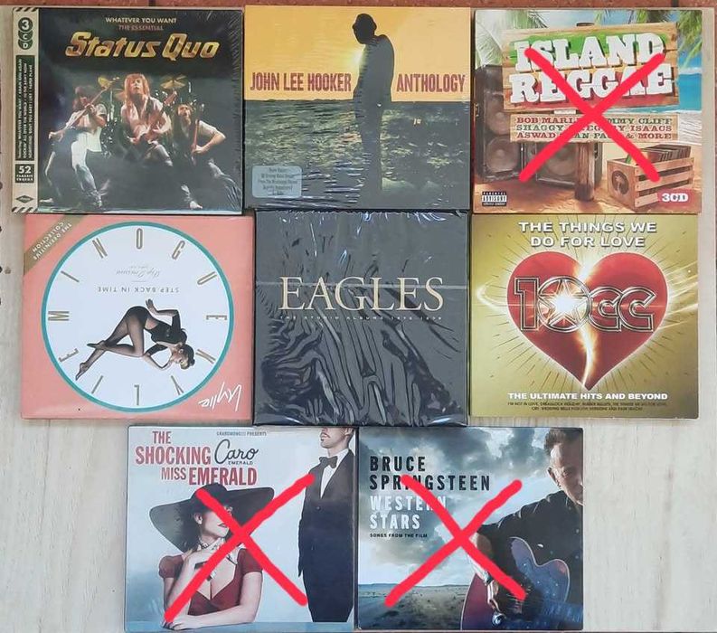 CD box Eagles-Status Quo-John Lee Hooker