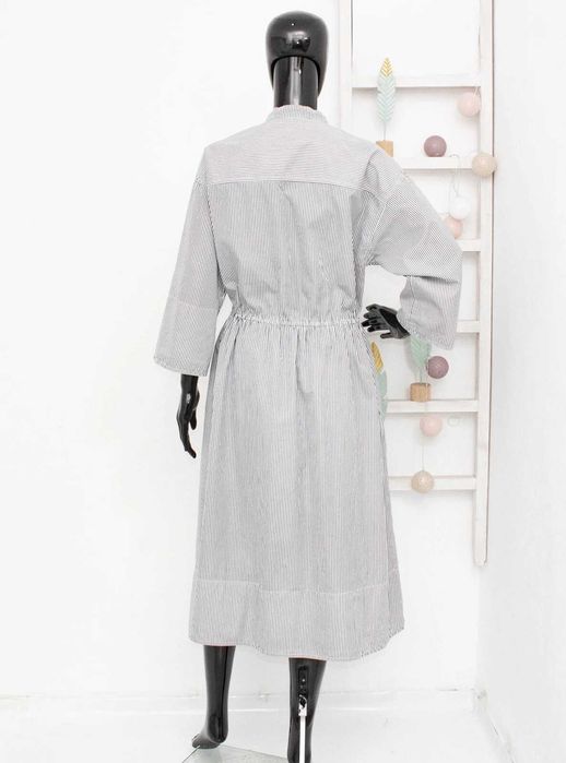 Arket оригинална дамска рокля миди сиво бяло райе 38