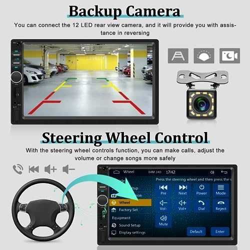 Нов 7" Двоен Дин CarPlay Android Auto Авто Радио + Камера за кола