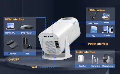 Промо Цена!Преносим Smart 4К Android WiFi Проектор с 12000lumen Автоматично трапецовиднo изкривяване