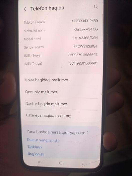 Galaxy A34 5G srochni sotiladi