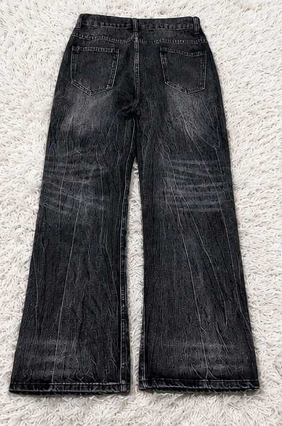 Blugi Negri Flared cu Efect Faded