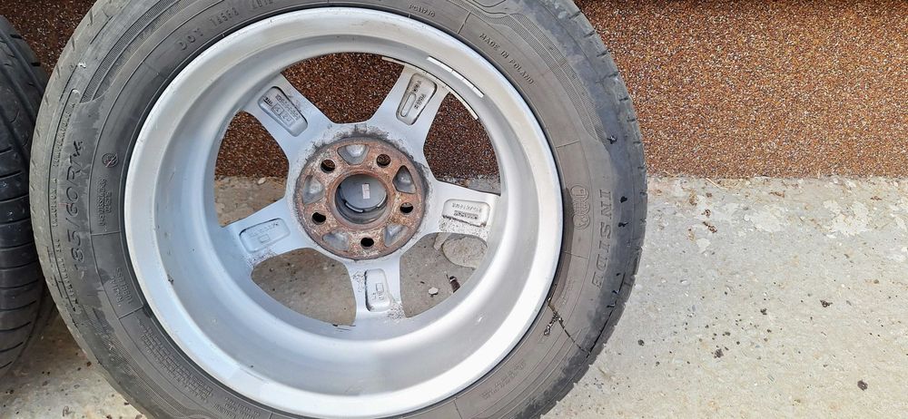Jante aliaj Skoda Fabia2/Polo/Seat Ibiza 5x100-14"- 5½Jx14H2 +anvelope Dunlop Sport Bluresponse 185/60R14 82H DOT2024+21 Prezoane M14 F1,5 25MM CONICE
