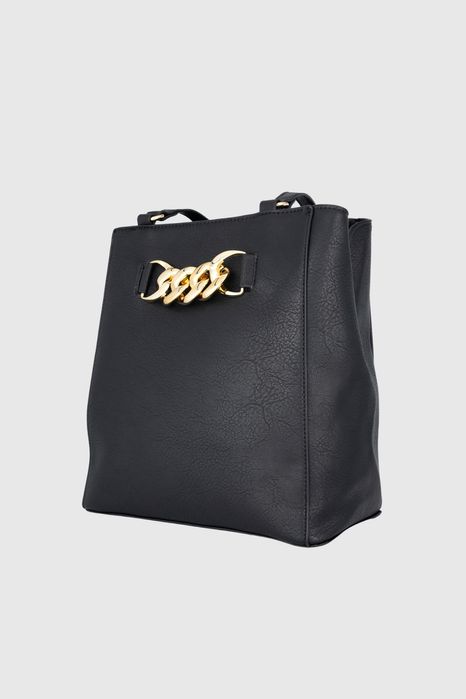 НОВО! ЛИКВИДАЦИЯ! Голяма чанта със златиста катарама в черно