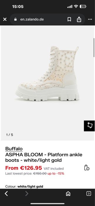 Ghete buffalo floricele albe 36