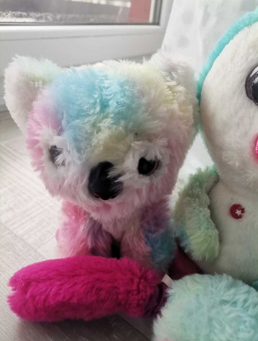 Lot 4 Jucarii de plus cu ochi mari curcubeu Pinguin Koala Pisica Leu