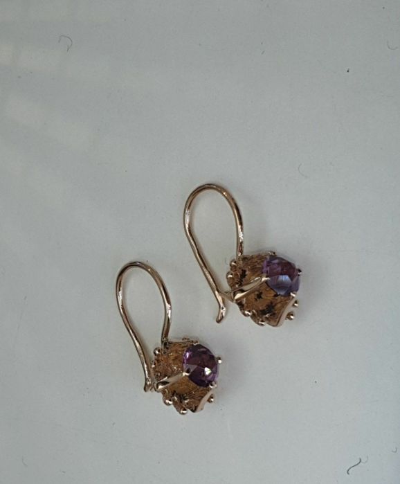 Ссср1981год Свердловские заводские серьги с Корунд Александрито