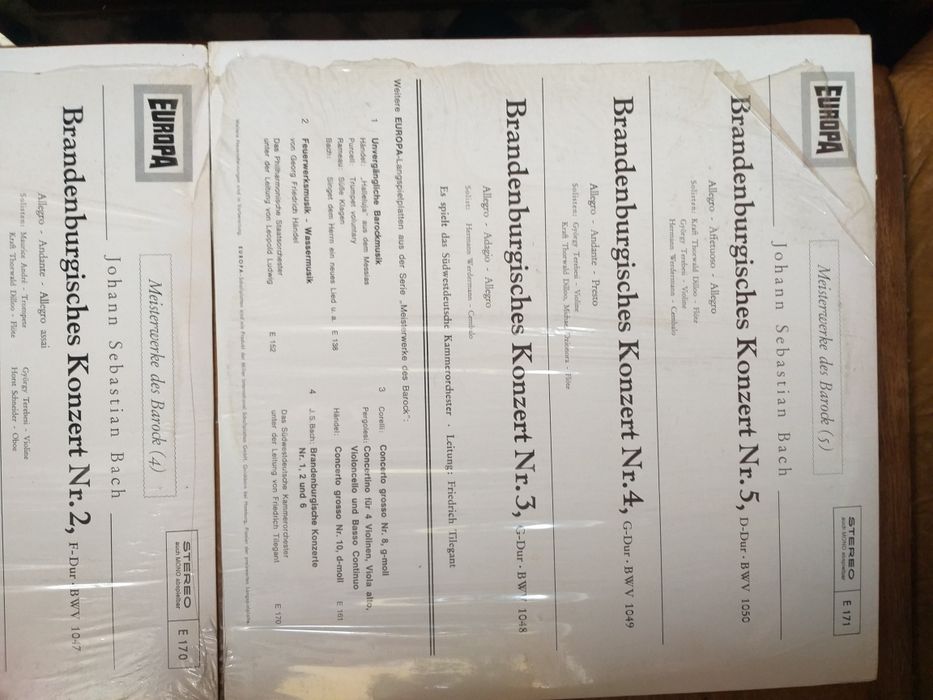 Discuri vinil Brandenburgische, concertele 1,2,6si 3,4,5 deJ.S. Bach