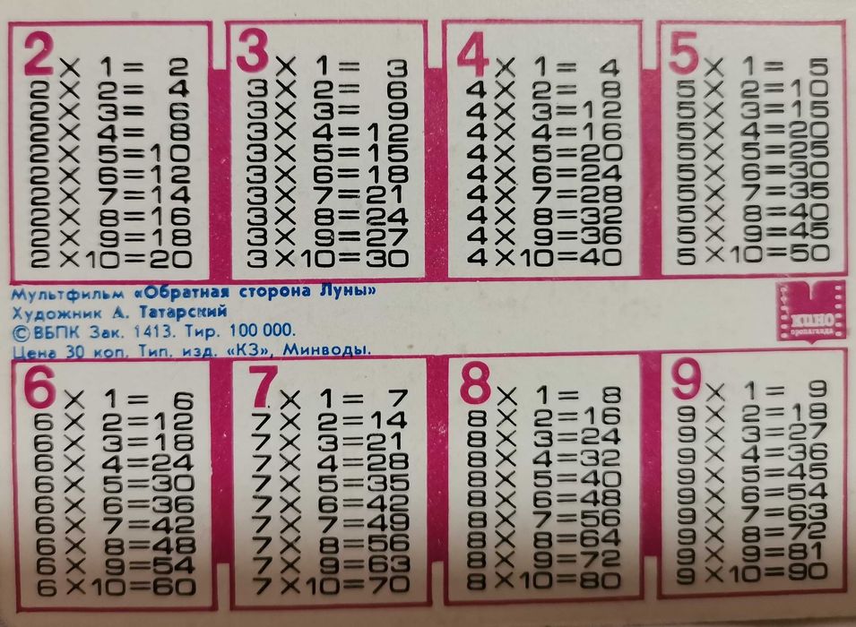 ПРОДАВАМ : 3 D     Календарчета от СССР от 1983-1986 години И таблица за умножение
