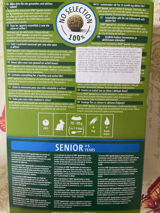 Mâncare iepuraș senior