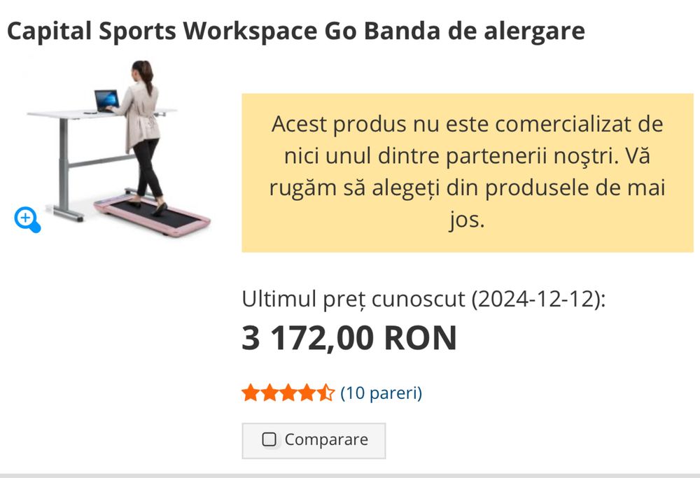 Bandă de mers/alergare birou Capital Sports Workspace Go, Roz, Ca nouă