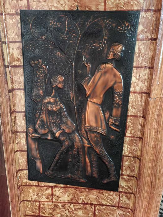 Панно чеканка , солома