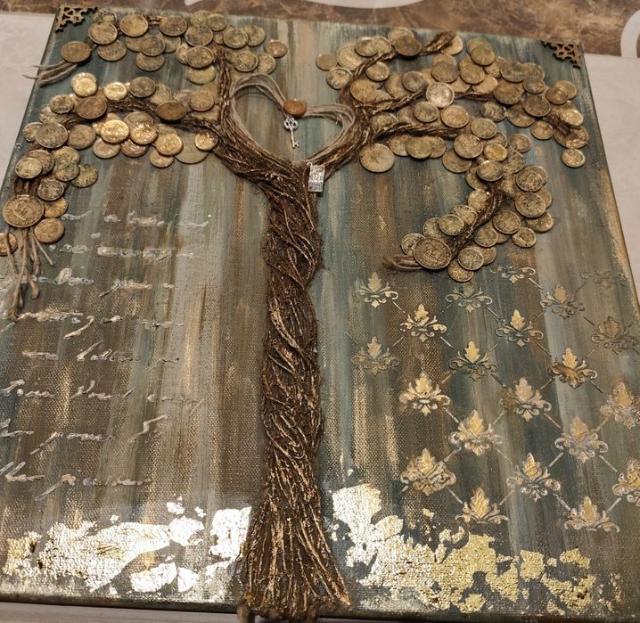 Картина дърво с БГ монети