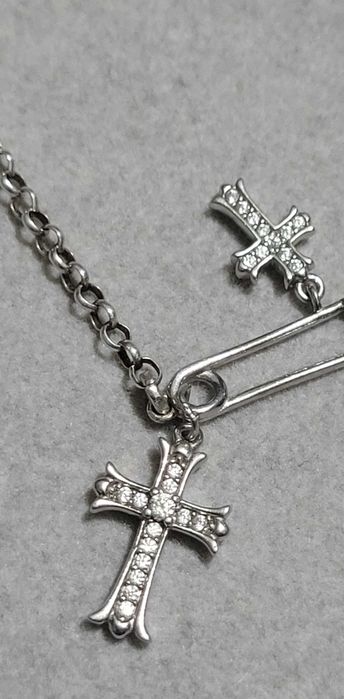 Bratara argint rodiat punk/gotic chic, CZ