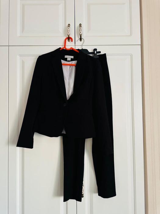 Costum de dama , sacou si pantaloni clasici , masura S , H&M , negru
