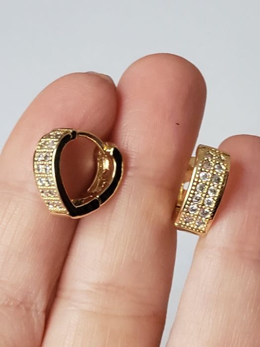 GP179, cercei placați aur 18 k,incuetoare sigura, inima