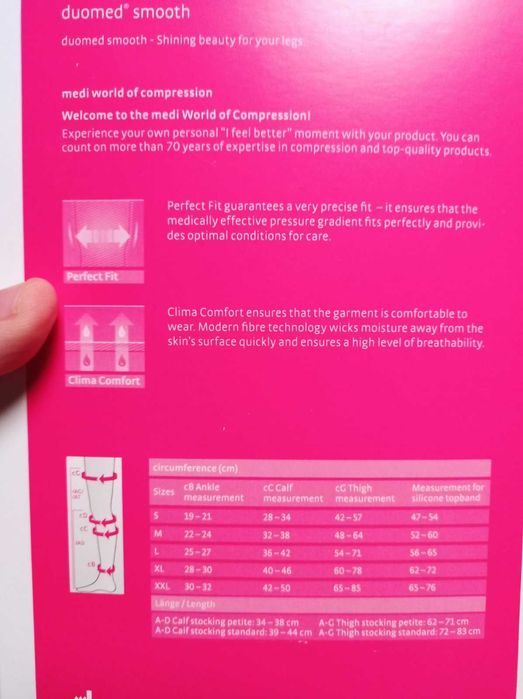 Компресивни високи чорапи Medi Duomed Smooth,1 ст. компресия, размер M