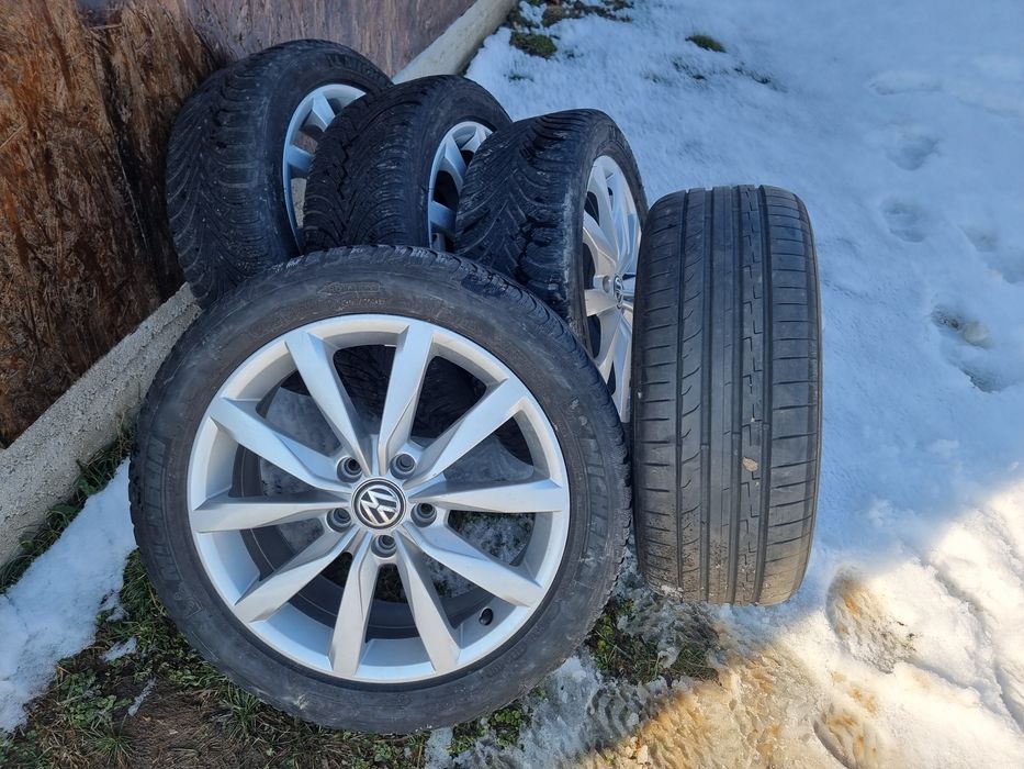 Jante 17 Dijon originale VW 5x112 anvelope vara 205 50 17 93w Golf,Pas