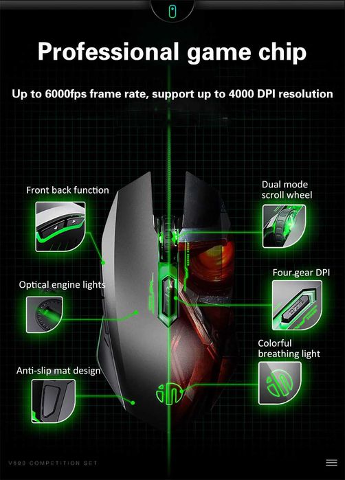 Комплект Gaming STELS V680, USB, Подсветка Rainbow, Клавиатура и Мишка