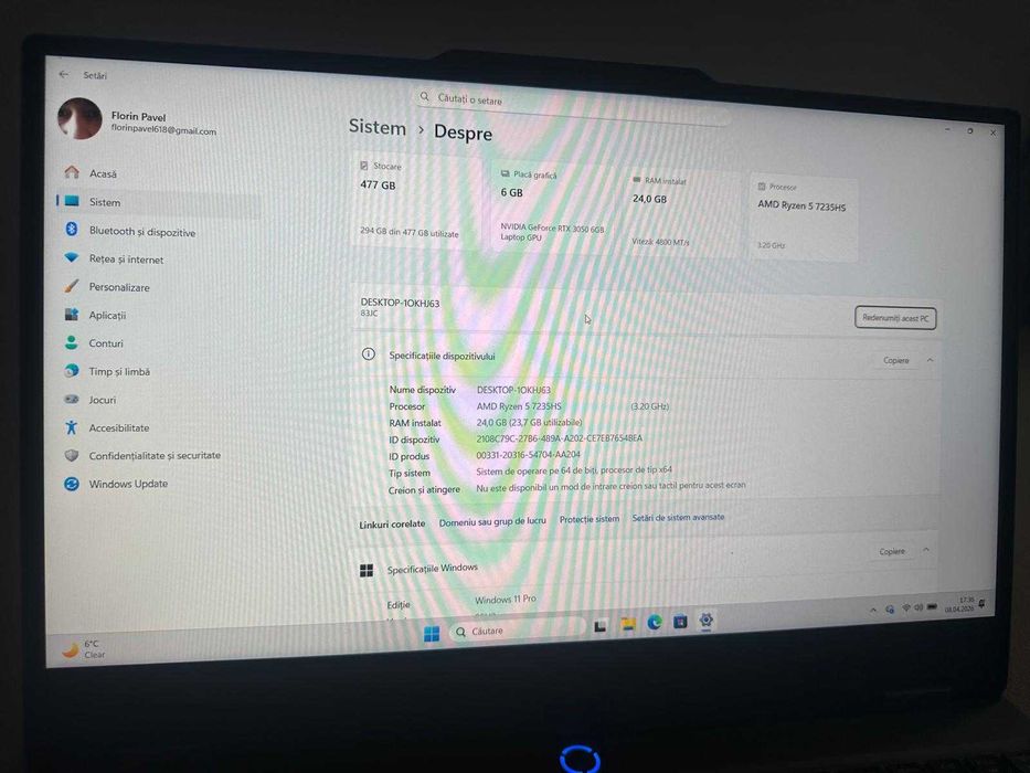 Laptop Lenovo LOQ 15ARP9 – Ryzen 5, 24GB RAM, SSD 512GB – Perfect pentru gaming & multitasking + COOLER CADOU