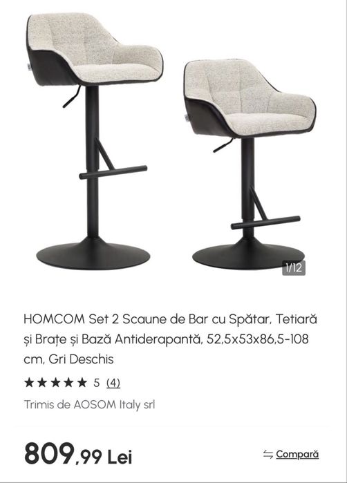 Scaun reglabil de bar