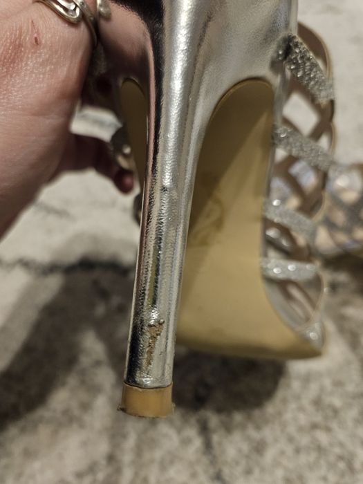 Vand sandale elegante argintii dama 40 nunta, botez, banchet