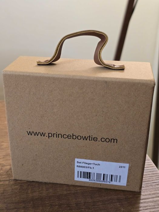 Promo сива луксозна ленена папийонка + кърпичка