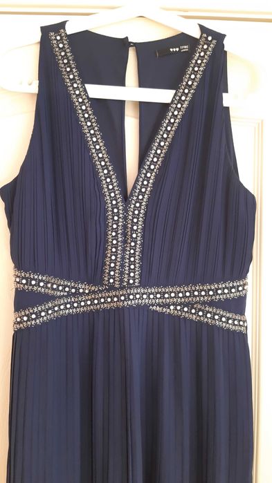 Дълга официална тъмно синя рокля, размер М