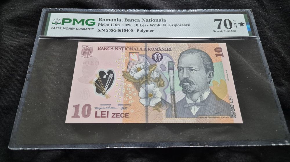 Bancnota PMG  grad 70* BNR 10 ron